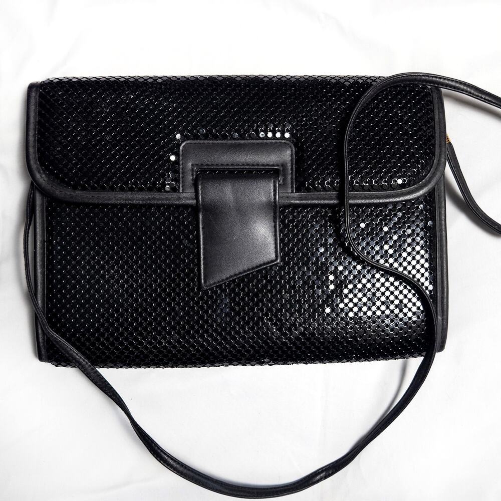 Whiting & Davis Shoulder Bag Medium Black Metal Mesh Art Deco Flapper